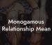 Monogamous Relationship Mean